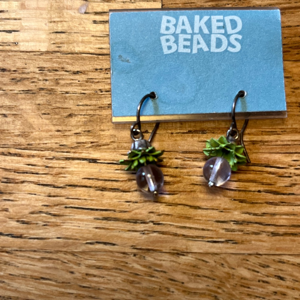 Nwt Baked Beads Pierced Hanging Earrings